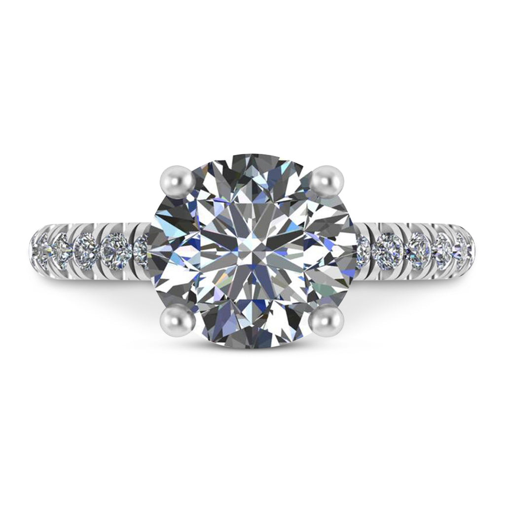 Round Moissanite Diamond Solitaire Engagement Ring 14K White Gold (4.42ct)