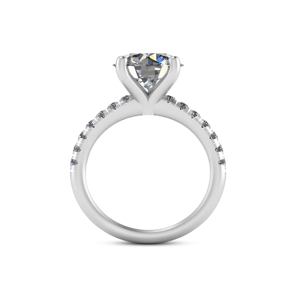 Round Moissanite Diamond Solitaire Engagement Ring 14K White Gold (4.42ct)