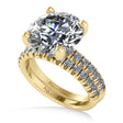 Round Moissanite Diamond Solitaire Ring Bridal Set 14K Yellow Gold (5.87ct)
