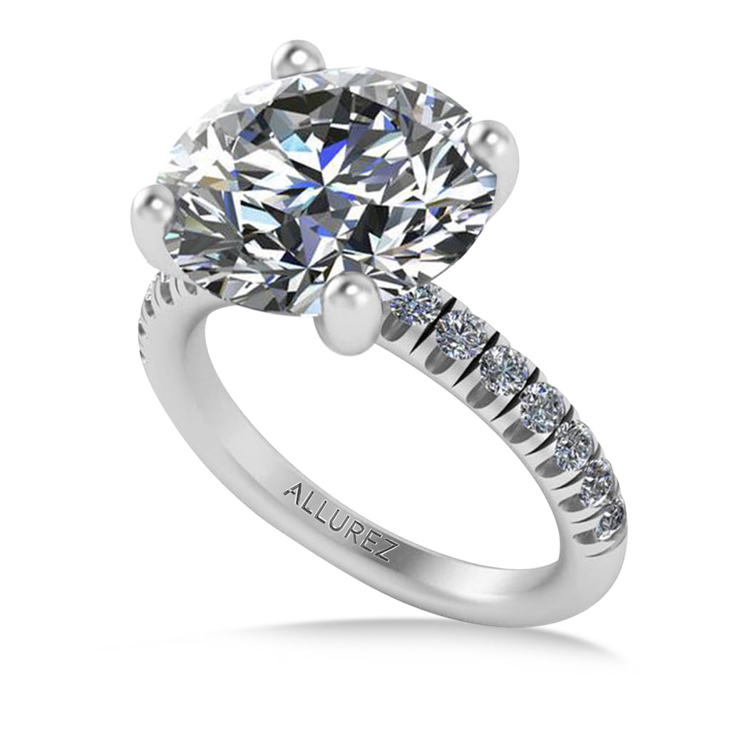 Round Lab Grown Diamond Solitaire Engagement Ring 14K White Gold (5.42ct)