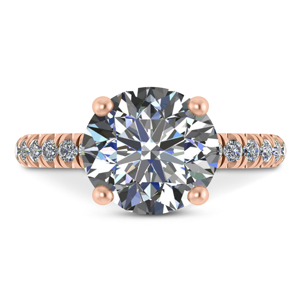 Round Moissanite Diamond Solitaire Engagement Ring 14K Rose Gold (5.42ct)