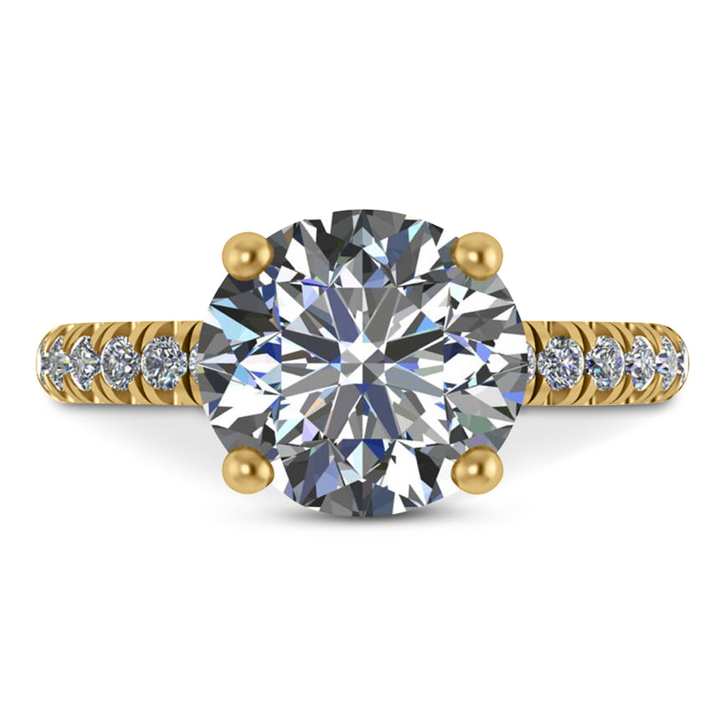Round Moissanite Diamond Solitaire Engagement Ring 14K Yellow Gold (5.42ct)