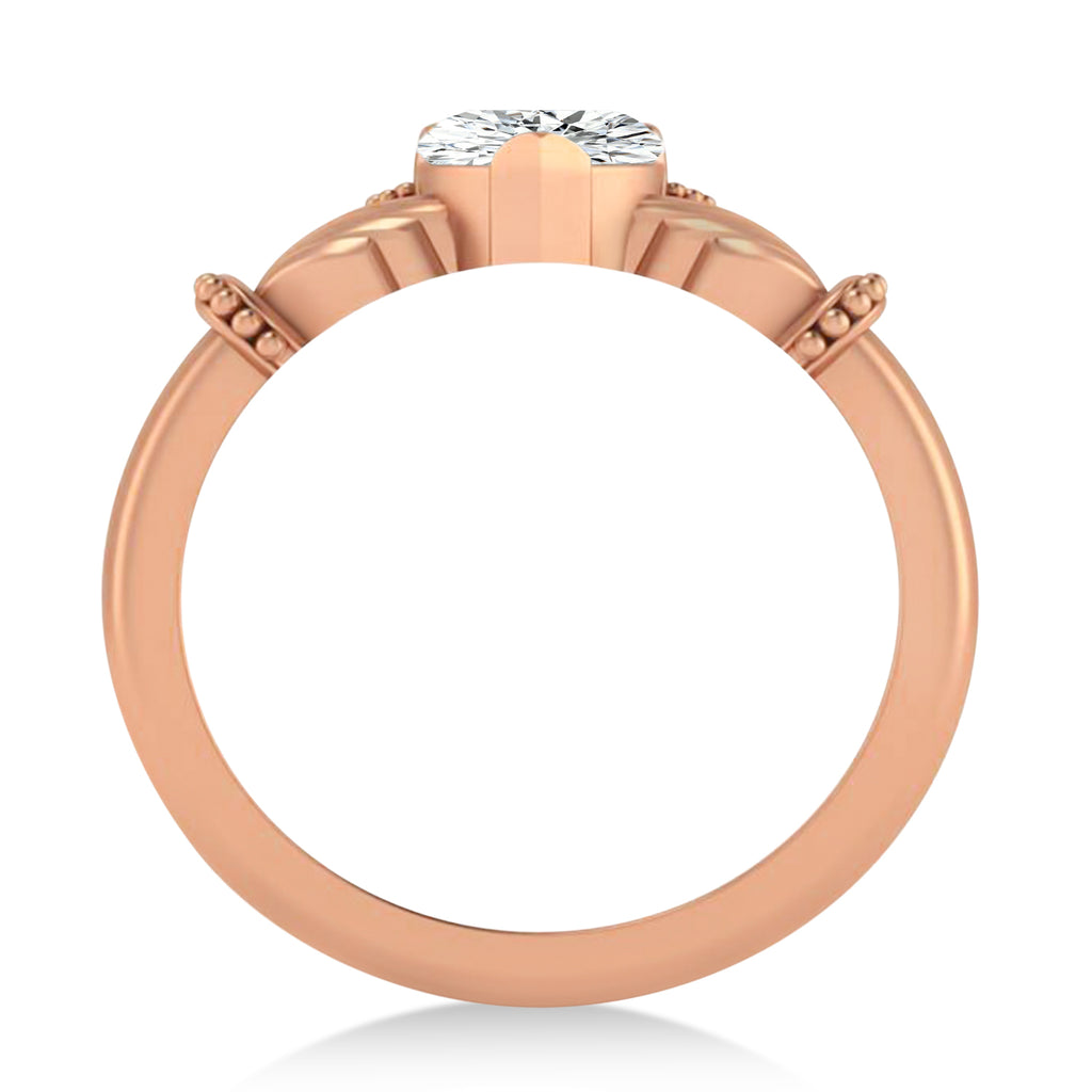 Lab-Grown Diamond Heart & Marquise  Claddagh Ring 14K Rose Gold (0.89ct)