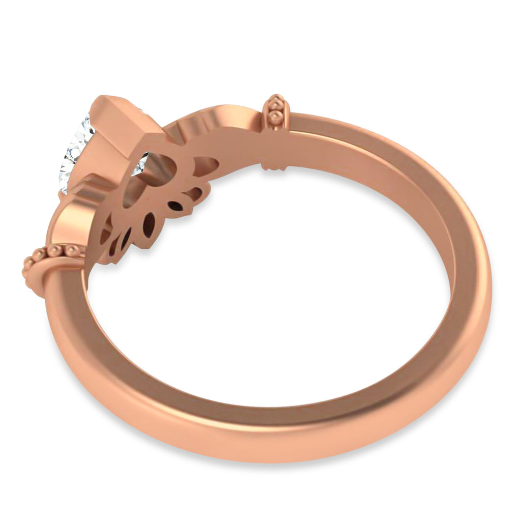 Lab-Grown Diamond Heart & Marquise  Claddagh Ring 14K Rose Gold (0.89ct)
