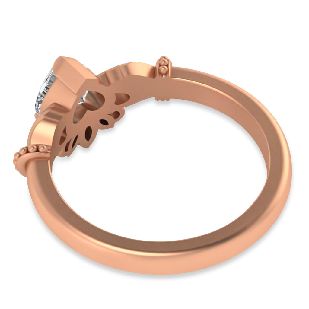Diamond Heart & Marquise  Claddagh Ring 14K Rose Gold (0.89ct)