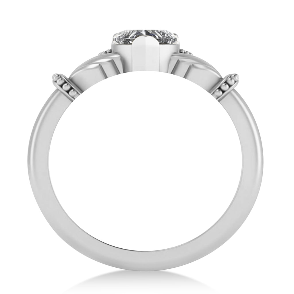 Diamond Heart & Marquise Claddagh Ring 14K White Gold (0.89ct)