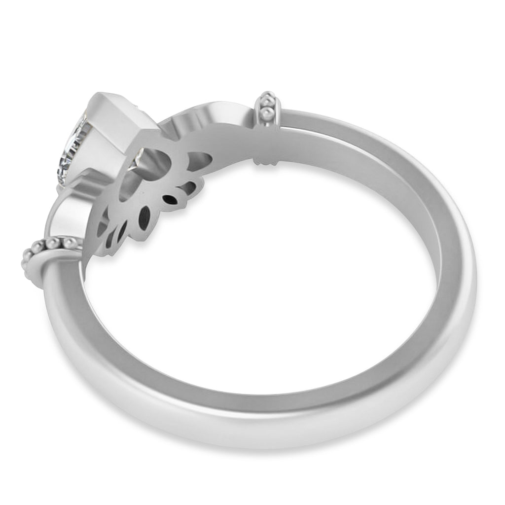 Diamond Heart & Marquise Claddagh Ring 14K White Gold (0.89ct)