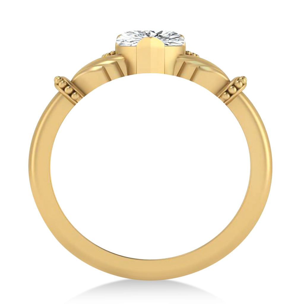 Lab-Grown Diamond Heart & Marquise  Claddagh Ring 14K Yellow Gold (0.89ct)