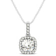 Diamond Halo Cushion Pendant Necklace 14k White Gold (1.49ct)