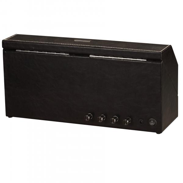 Black Leather & Suede Quad Watch Winder w/ Display