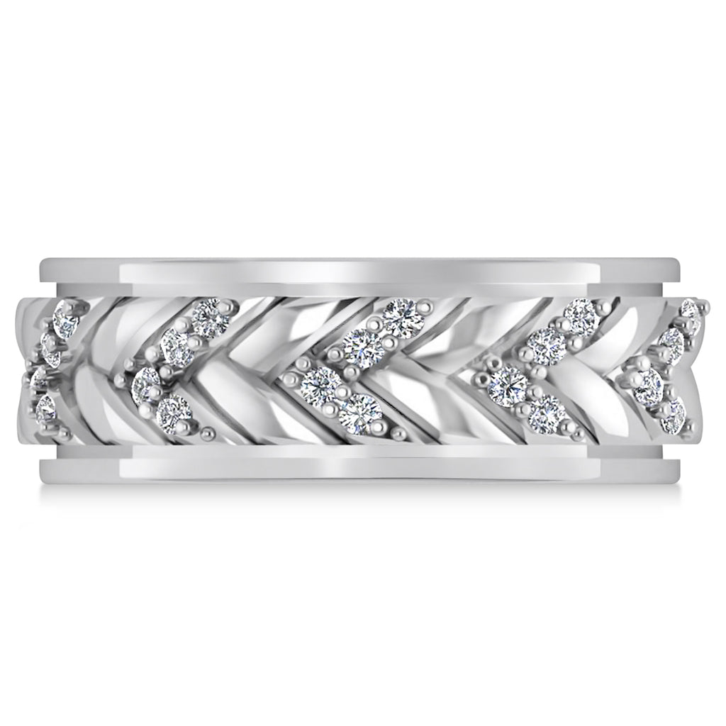 Men's Diamond Braided Band Eternity Ring Platinum (0.20ct)