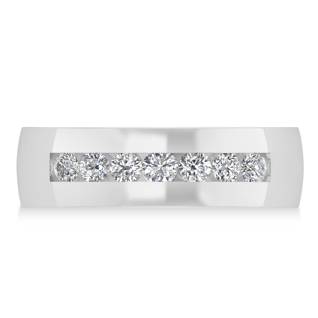 Men's Diamond Channel Set Ring Wedding Band 14k White Gold (0.49ct)
