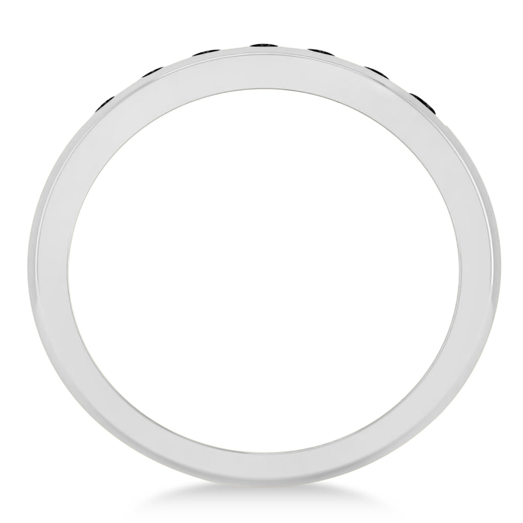 Men's Black Diamond Channel Set Wedding Band 14k White Gold (0.49ct)