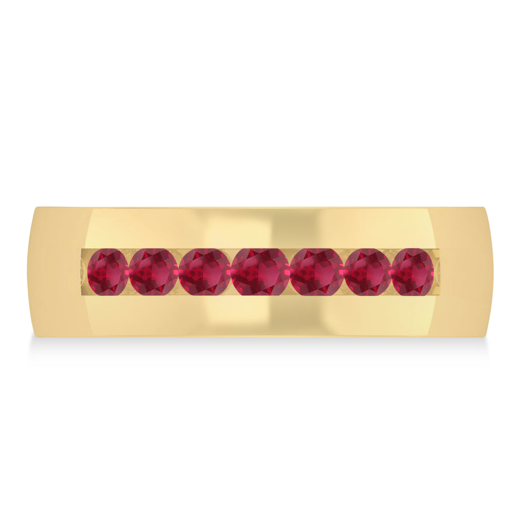 Men's Ruby Channel Set Wedding Band 14k Yellow Gold (0.49ct)