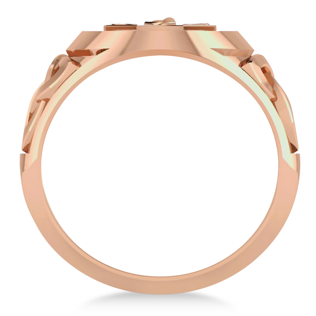 Men's Celtic Signet Irish Cross Ring 14K Rose Gold