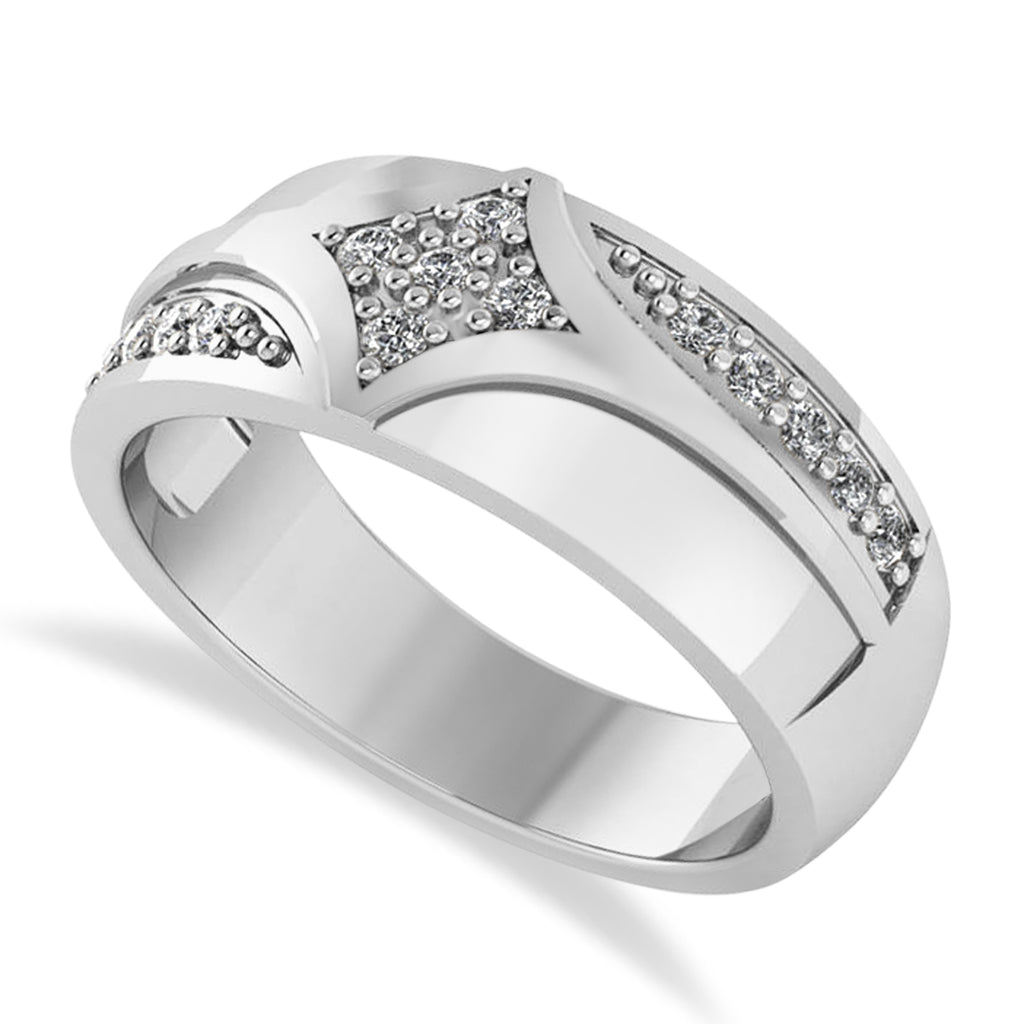Diamond Gents Ring/Wedding Band For Men 14k White Gold (0.30ct)