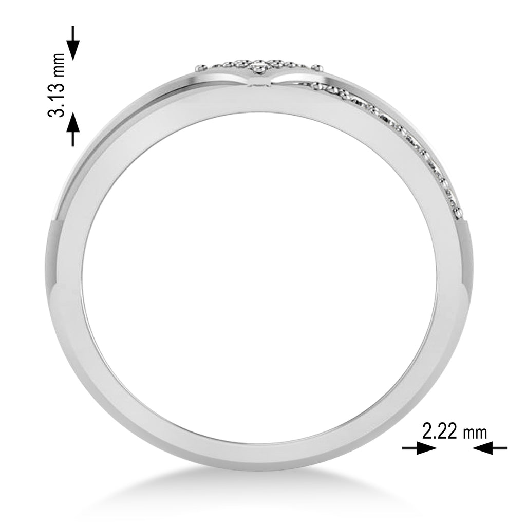 Diamond Gents Ring/Wedding Band For Men 14k White Gold (0.30ct)