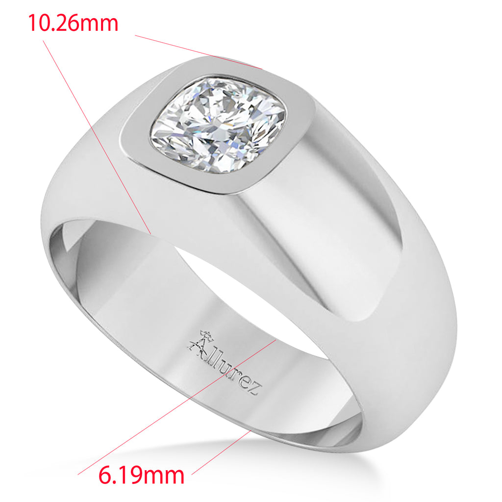 Men's Diamond Gypsy Ring 14k White Gold (1.00ct)