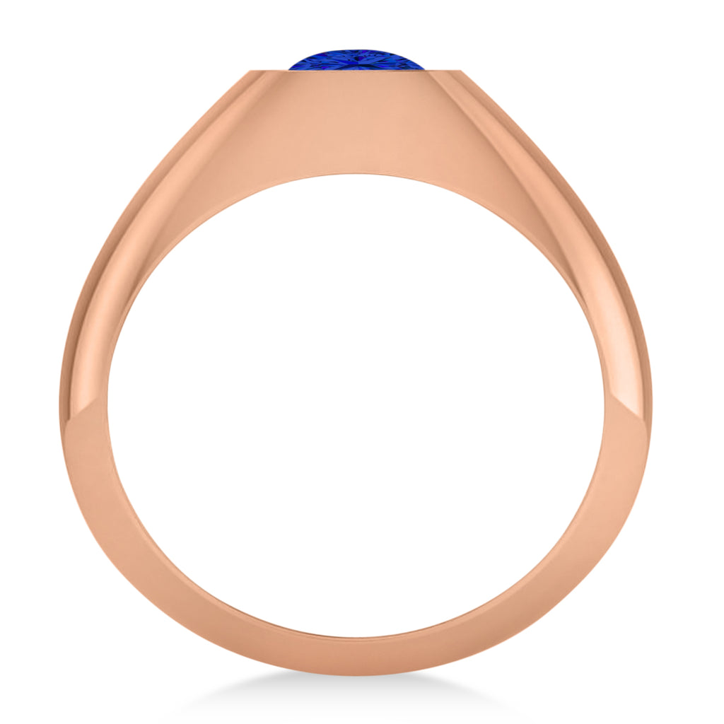 Men's Blue Sapphire Gypsy Ring 14k Rose Gold (1.00ct)