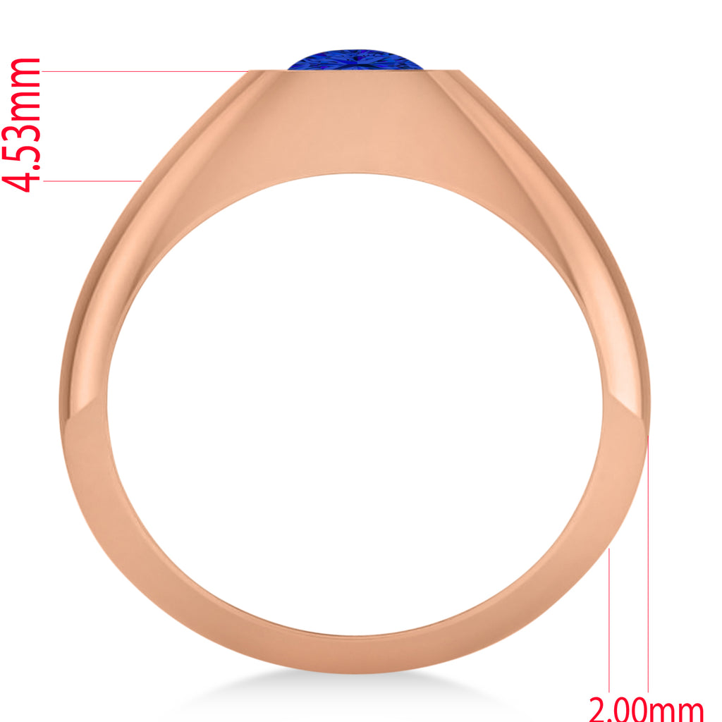 Men's Blue Sapphire Gypsy Ring 14k Rose Gold (1.00ct)