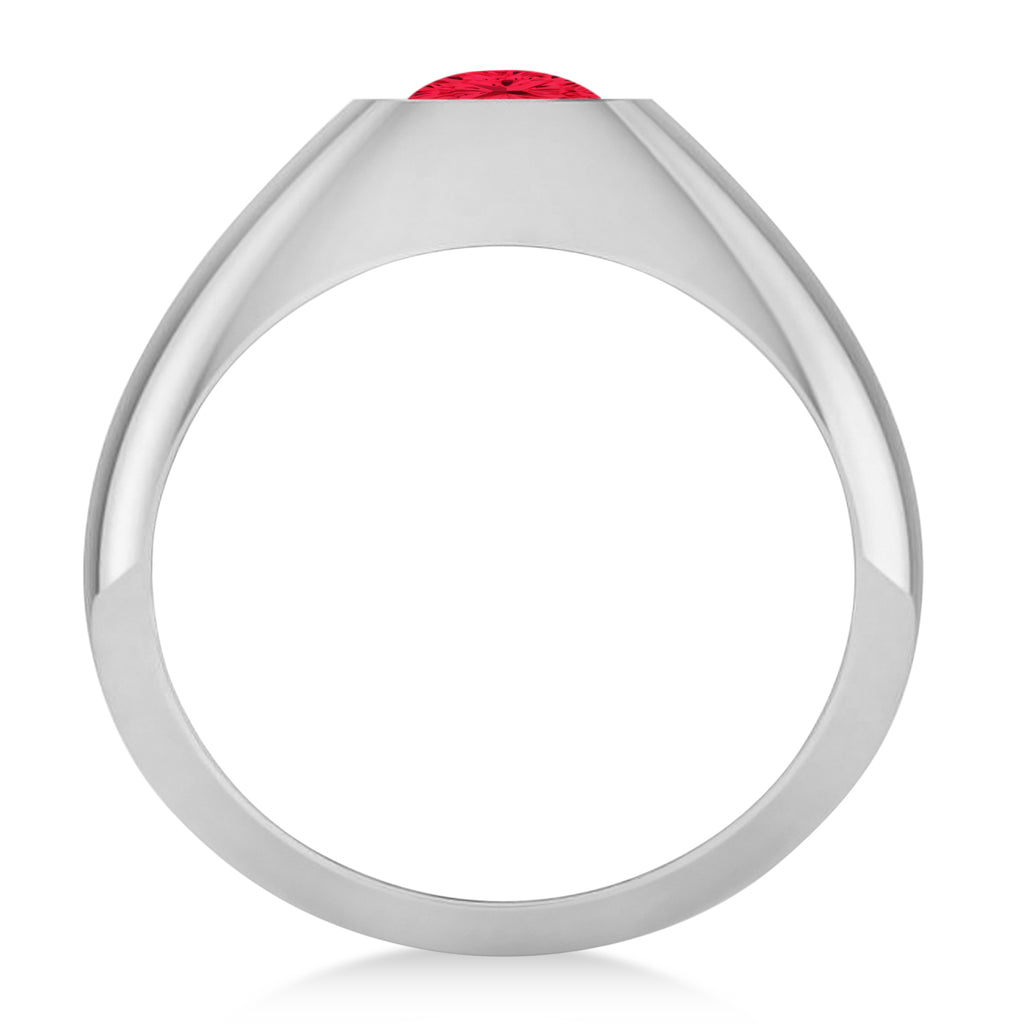 Men's Ruby Gypsy Ring 14k White Gold (1.00ct)