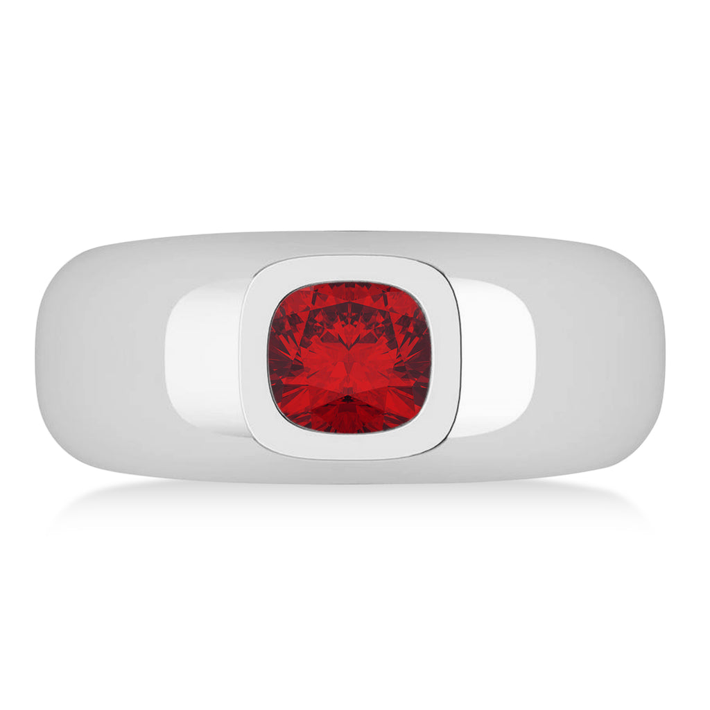 Men's Ruby Gypsy Ring 14k White Gold (1.00ct)