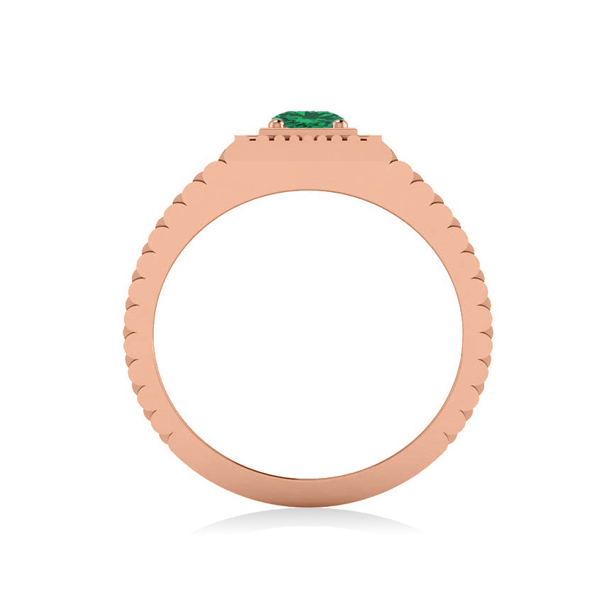 Two Tone Cut Emerald Men's Fashion Ring 14k Rose Gold (0.50 ct)