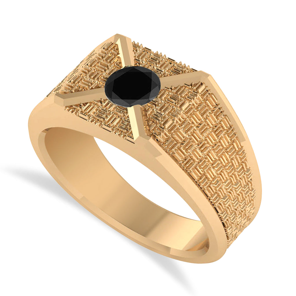 Men's Textured Black Diamond Fashion Ring 14k Rose Gold (0.50 ctw)