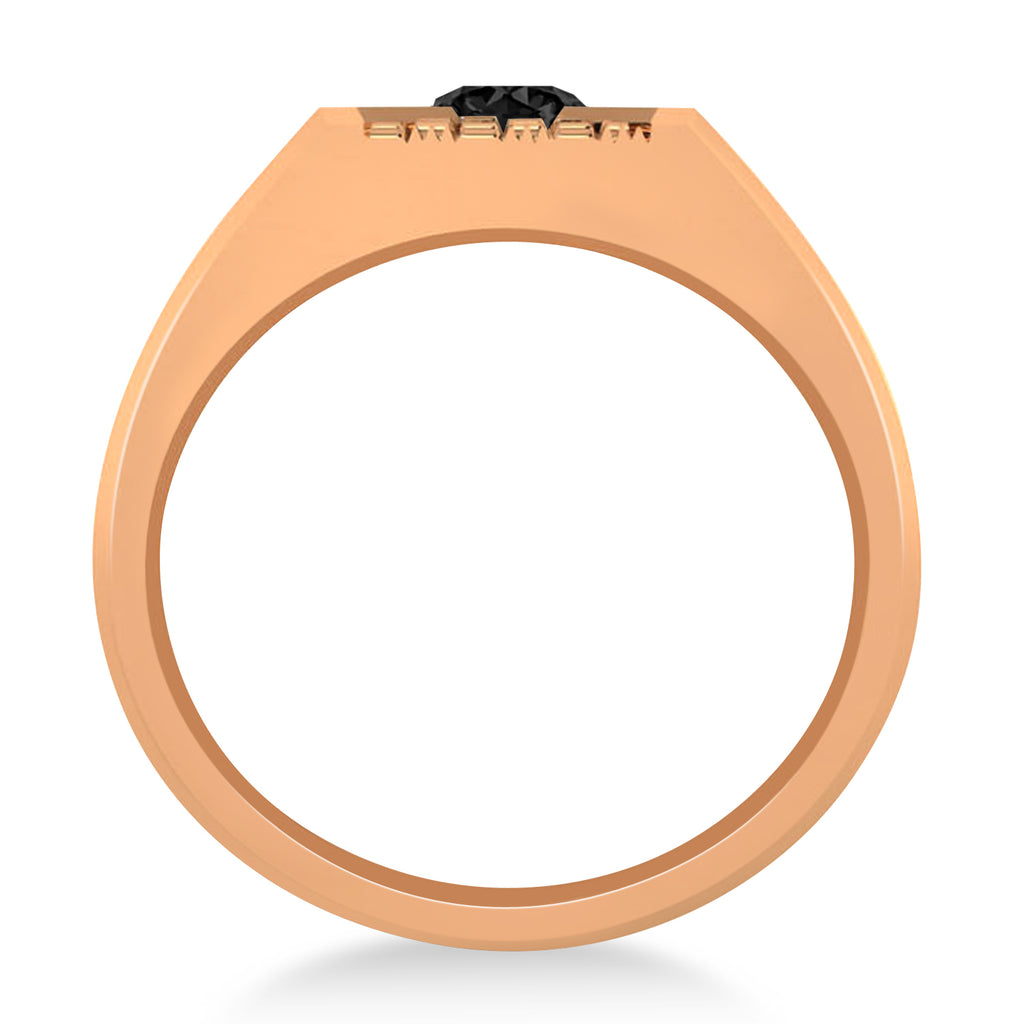Men's Textured Black Diamond Fashion Ring 14k Rose Gold (0.50 ctw)