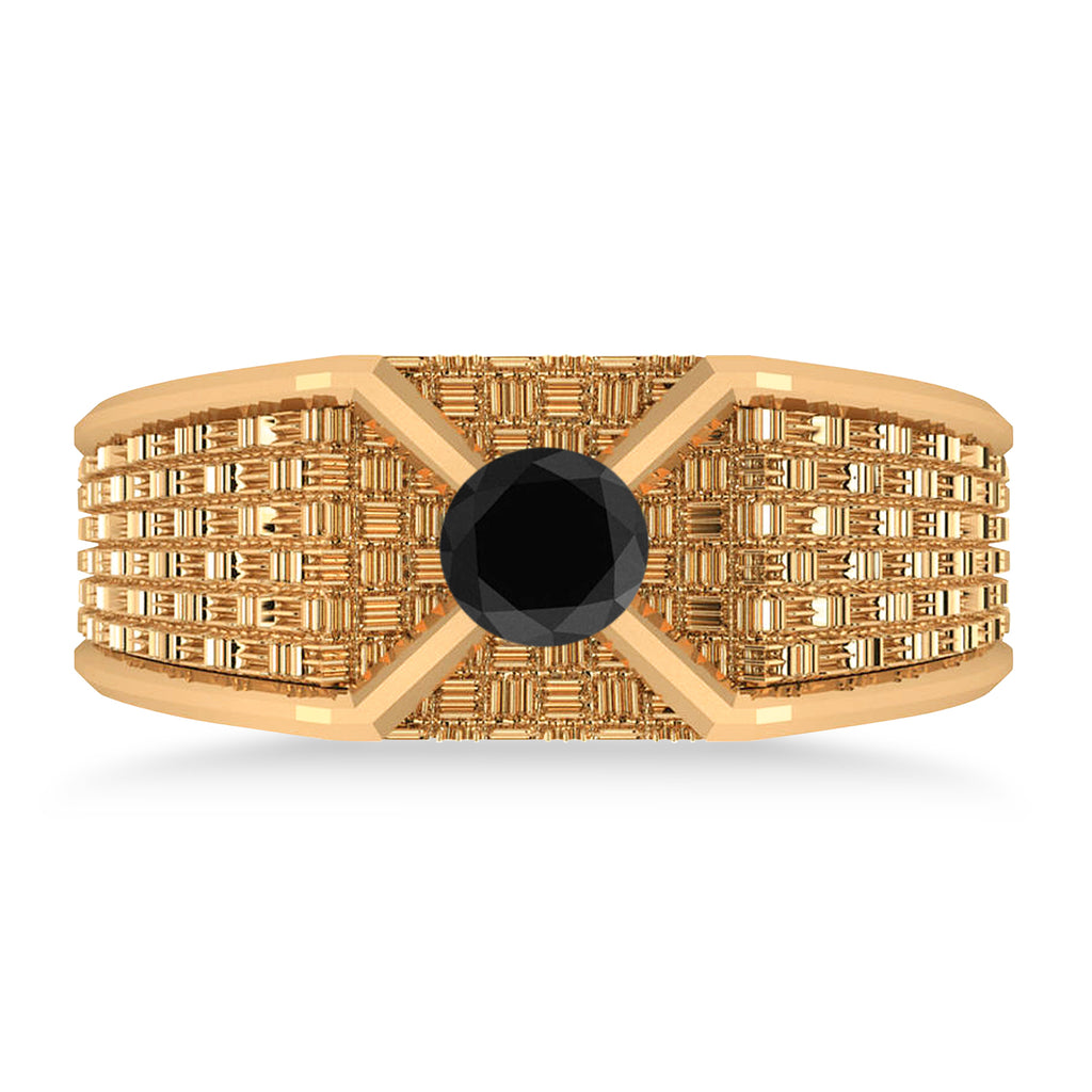 Men's Textured Black Diamond Fashion Ring 14k Rose Gold (0.50 ctw)