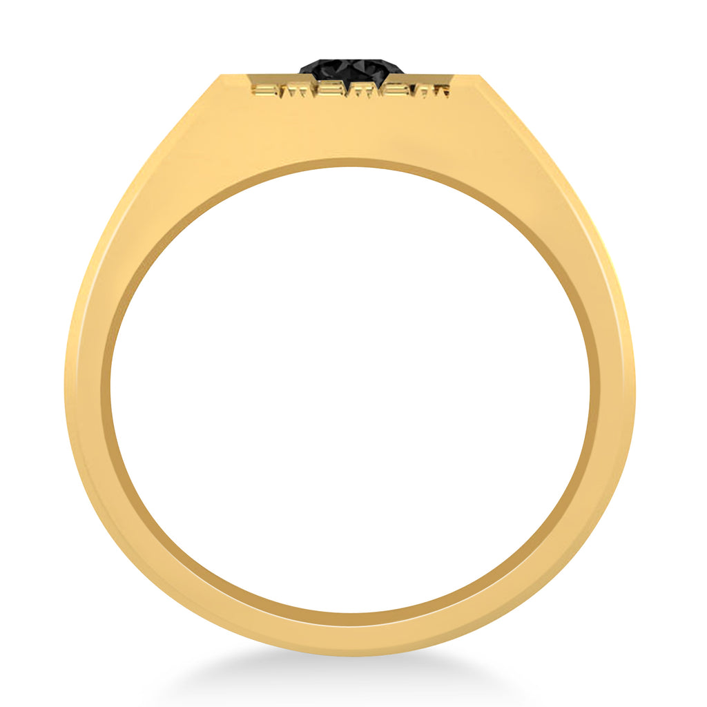 Men's Textured Black Diamond Fashion Ring 14k Yellow Gold (0.50 ctw)