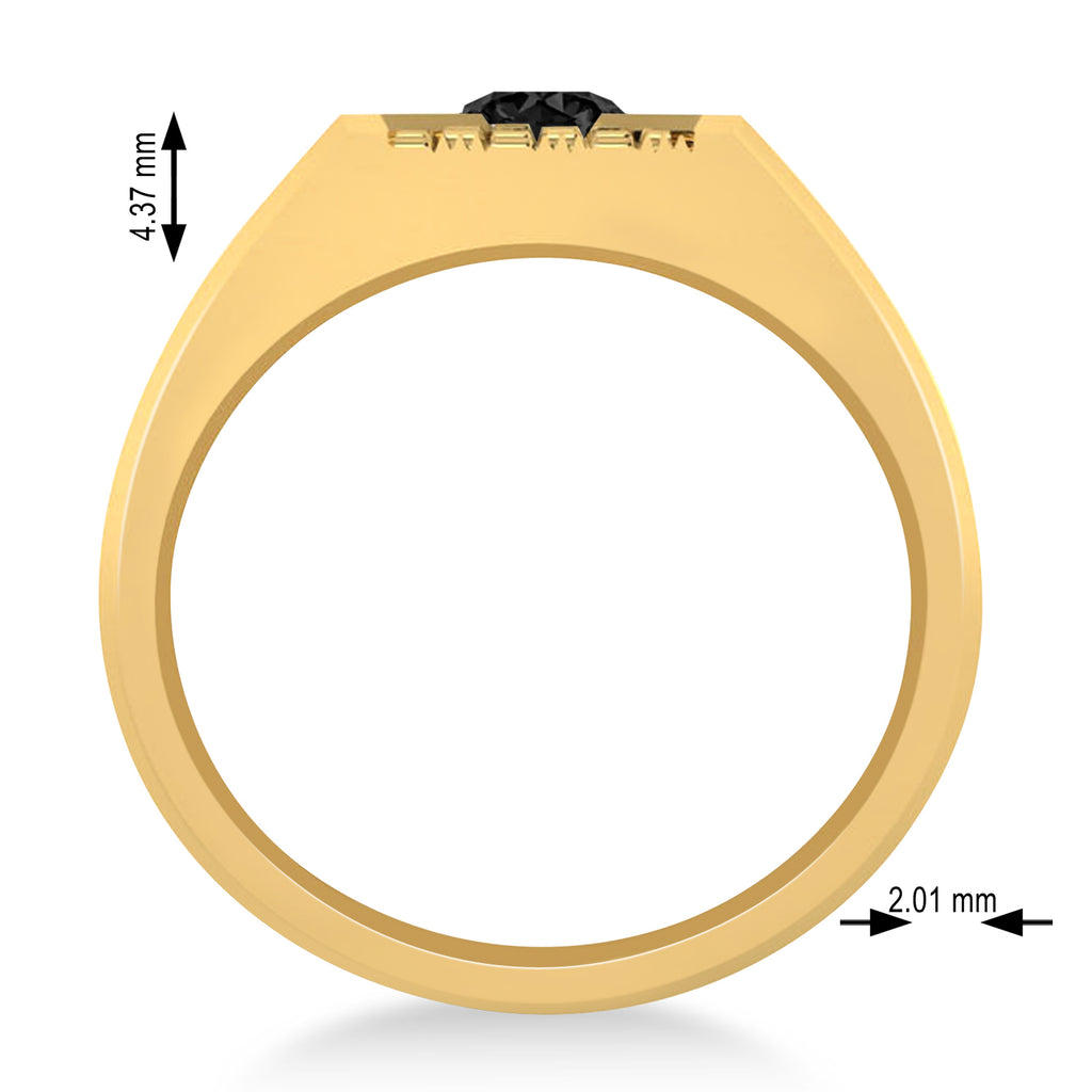 Men's Textured Black Diamond Fashion Ring 14k Yellow Gold (0.50 ctw)
