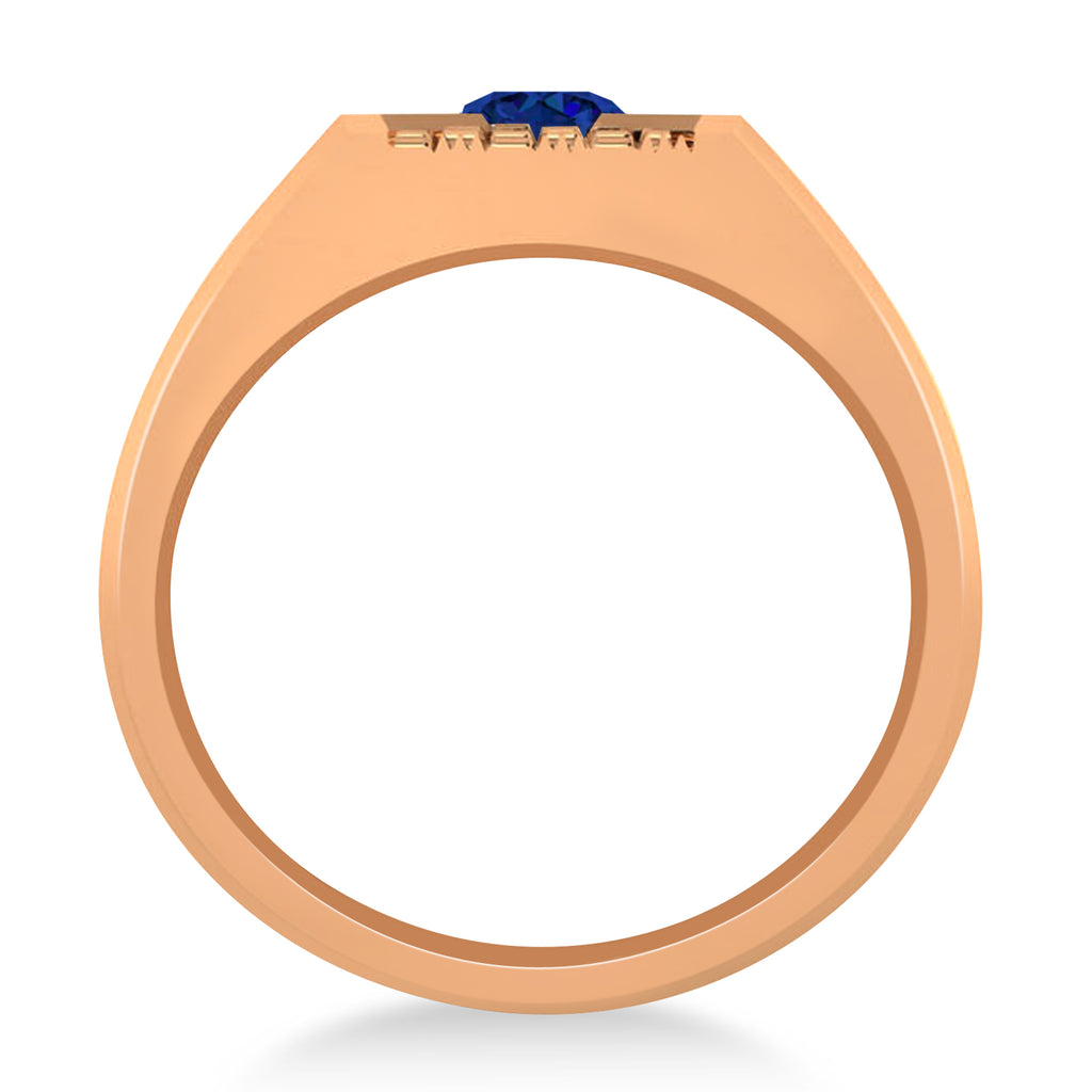 Men's Textured Blue Sapphire Fashion Ring 14k Rose Gold (0.50 ctw)