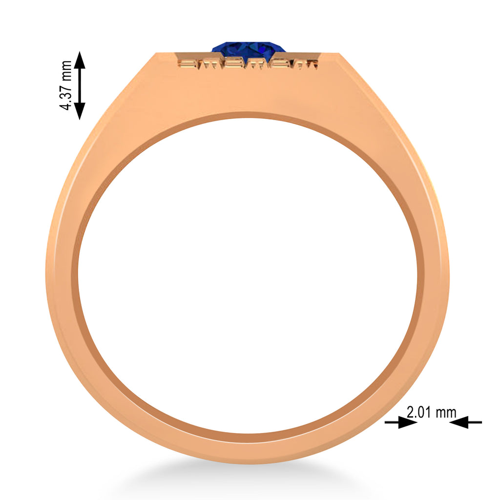 Men's Textured Blue Sapphire Fashion Ring 14k Rose Gold (0.50 ctw)