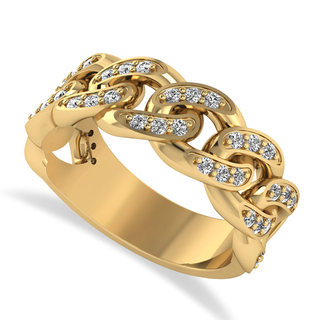 Diamond Novelty Chain Men's Ring 14k Yellow Gold (0.63ct)