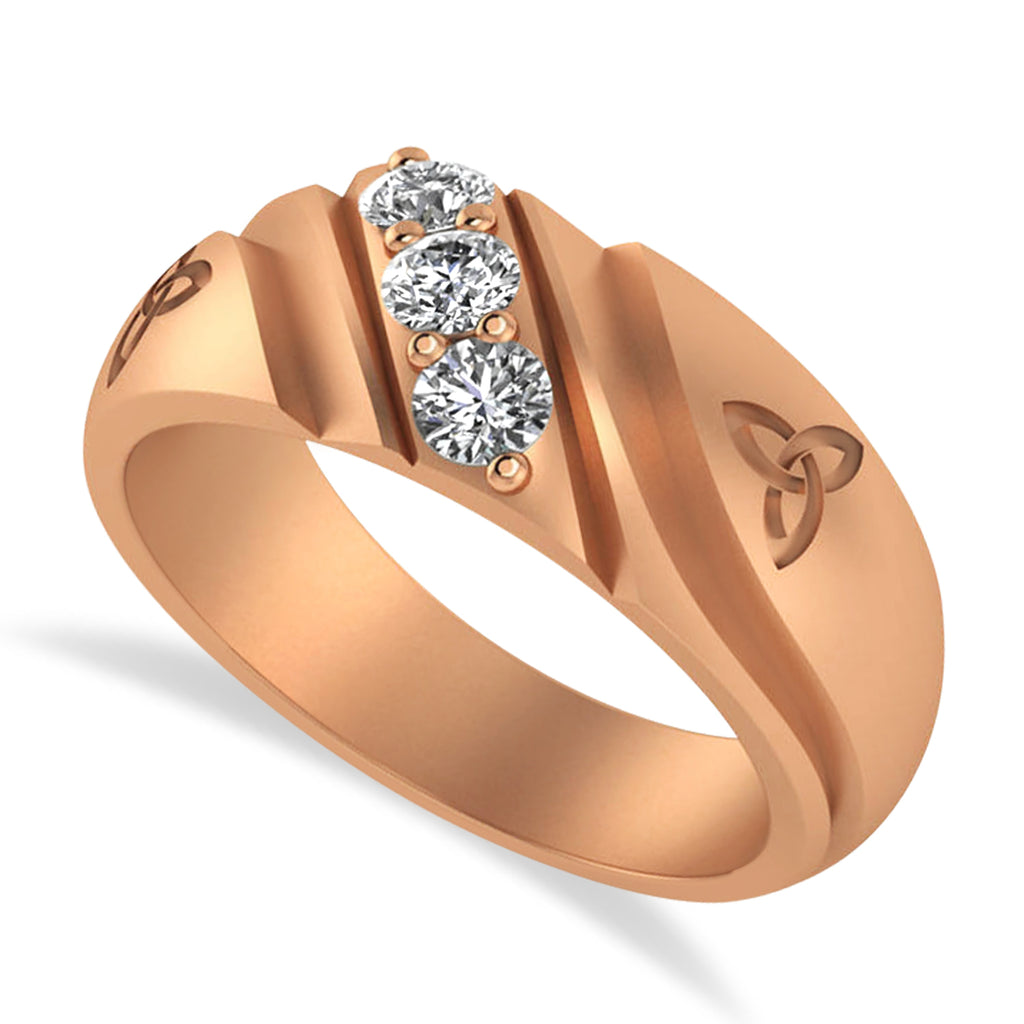 Diamond Celtic Men's Ring/Wedding Band 14k Rose Gold (0.30ct)