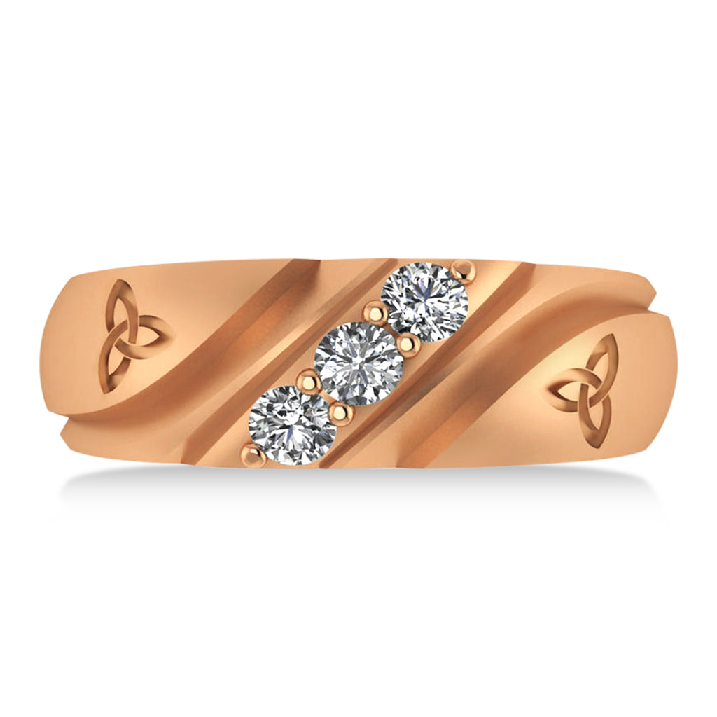 Diamond Celtic Men's Ring/Wedding Band 14k Rose Gold (0.30ct)