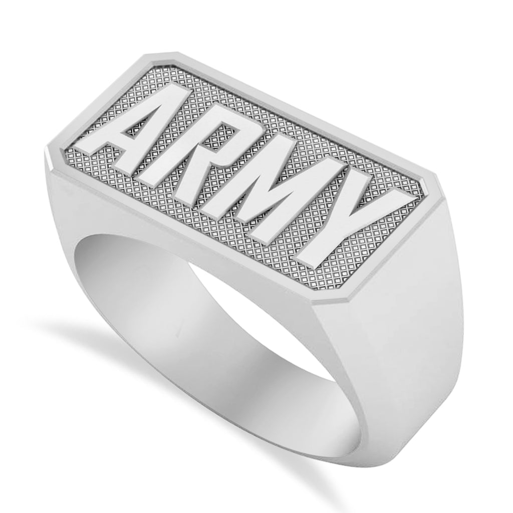 United States Army Men's Signet Fashion Ring 14k White Gold