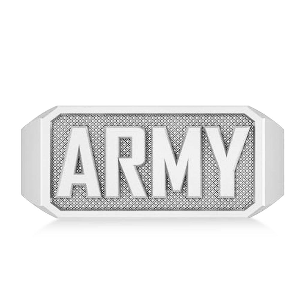 United States Army Men's Signet Fashion Ring 14k White Gold
