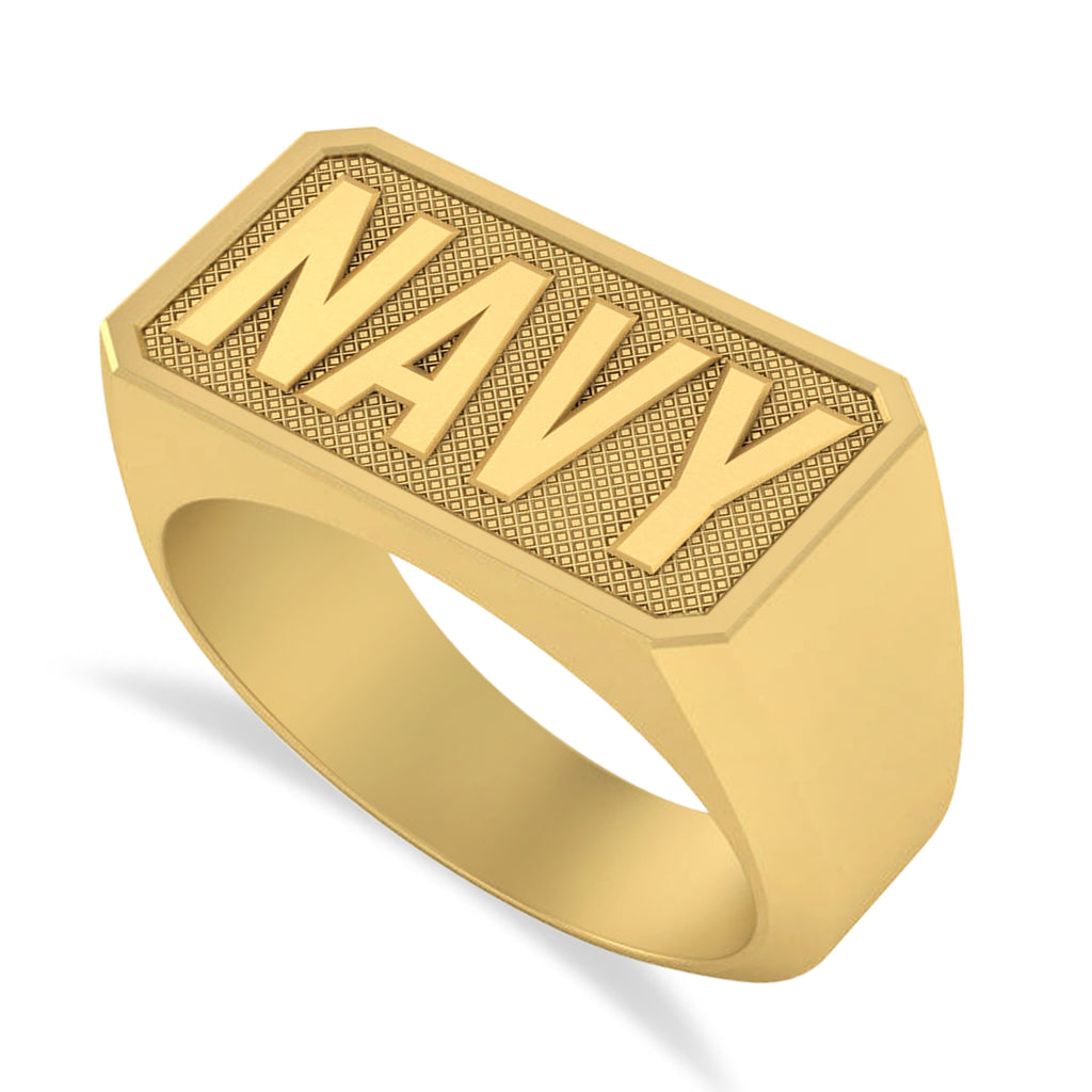 United States Navy Men's Signet Fashion Ring 14k Yellow Gold