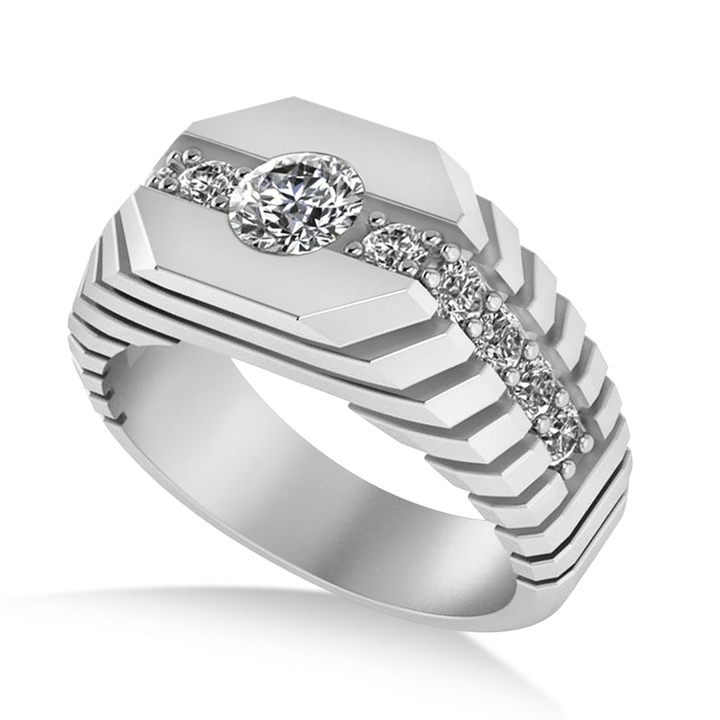 Diamond Chest Men's Ring/Wedding Band 14k White Gold (1.20ct)