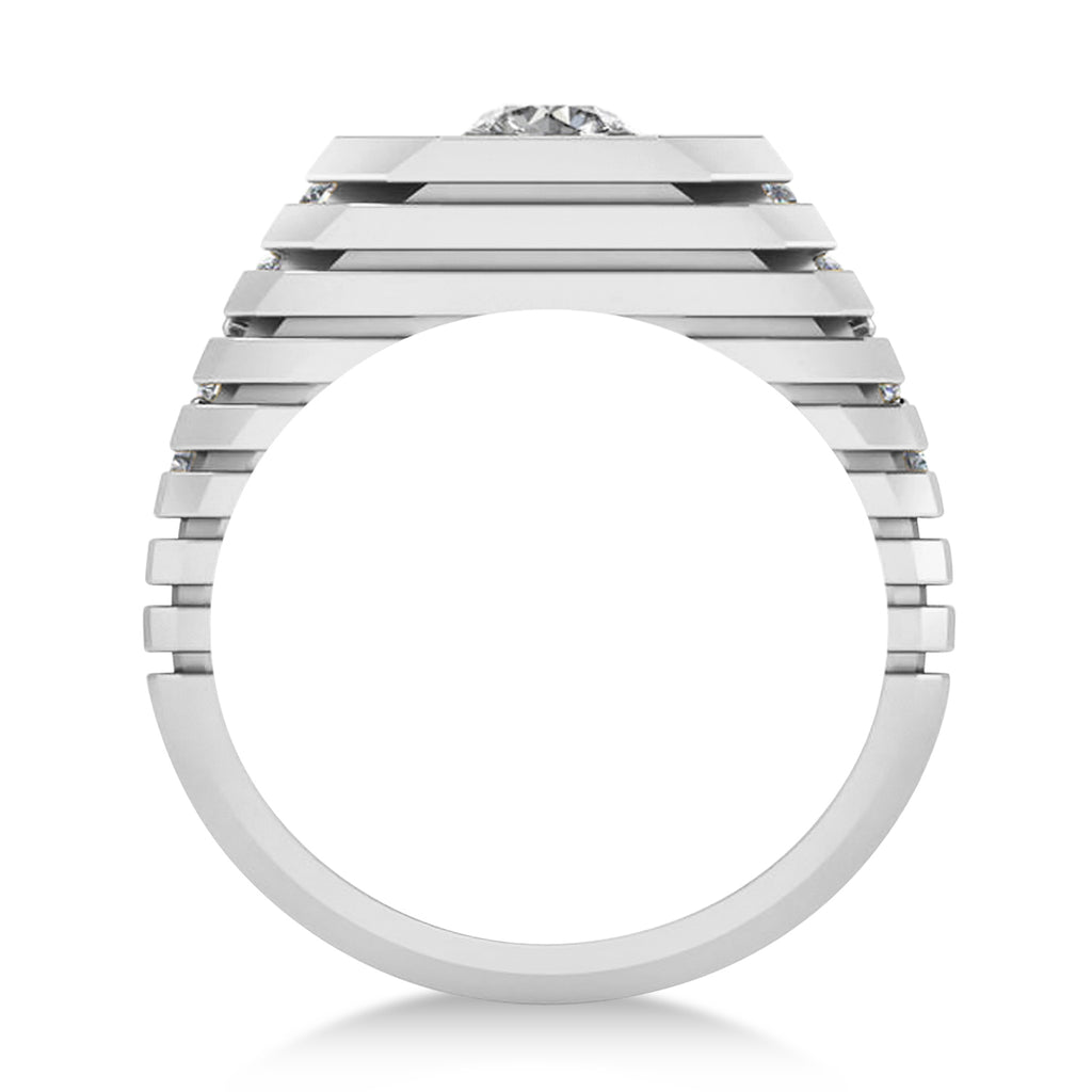 Diamond Chest Men's Ring/Wedding Band 14k White Gold (1.20ct)