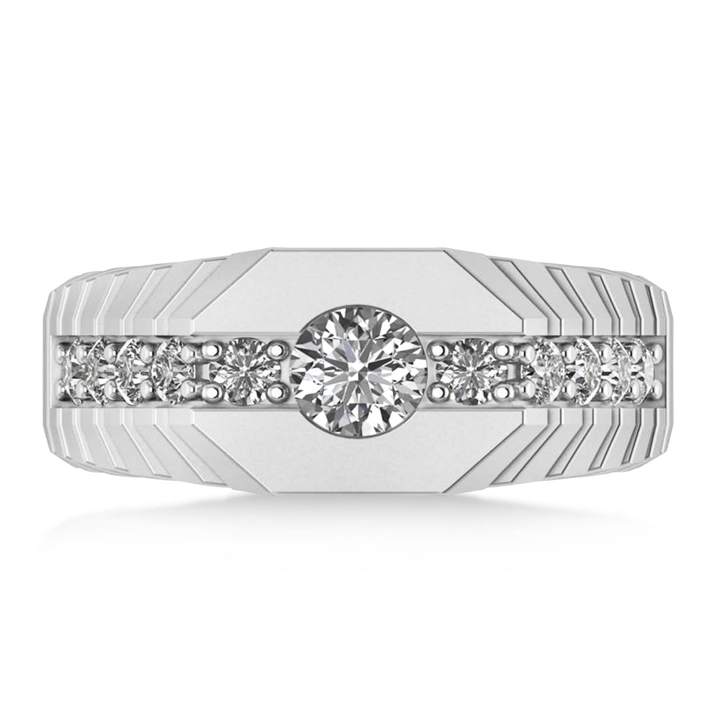 Diamond Chest Men's Ring/Wedding Band 14k White Gold (1.20ct)