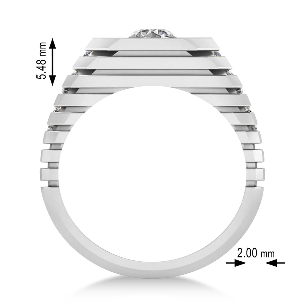 Diamond Chest Men's Ring/Wedding Band 14k White Gold (1.20ct)