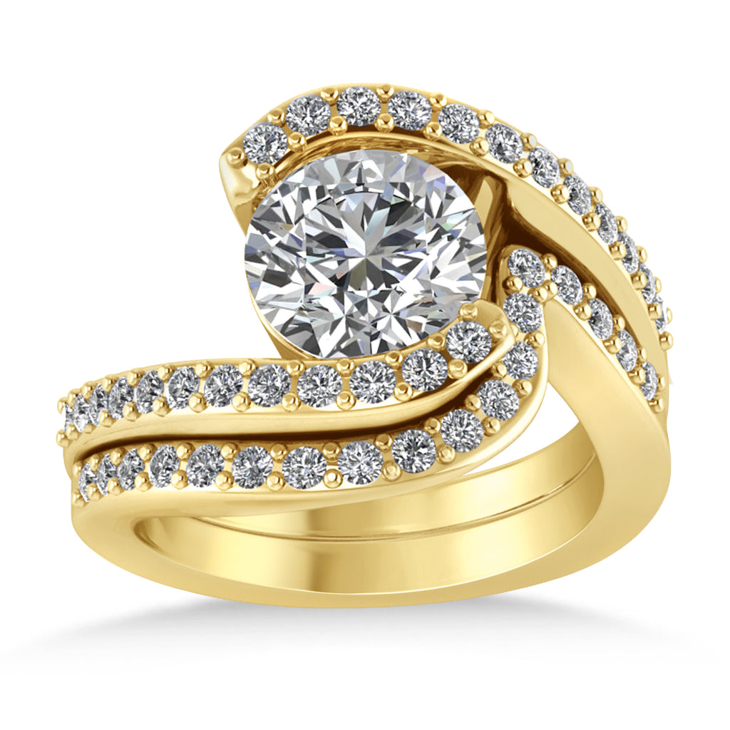 Diamond Accented Tension Set Bridal Set 14k Yellow Gold (0.35ct)
