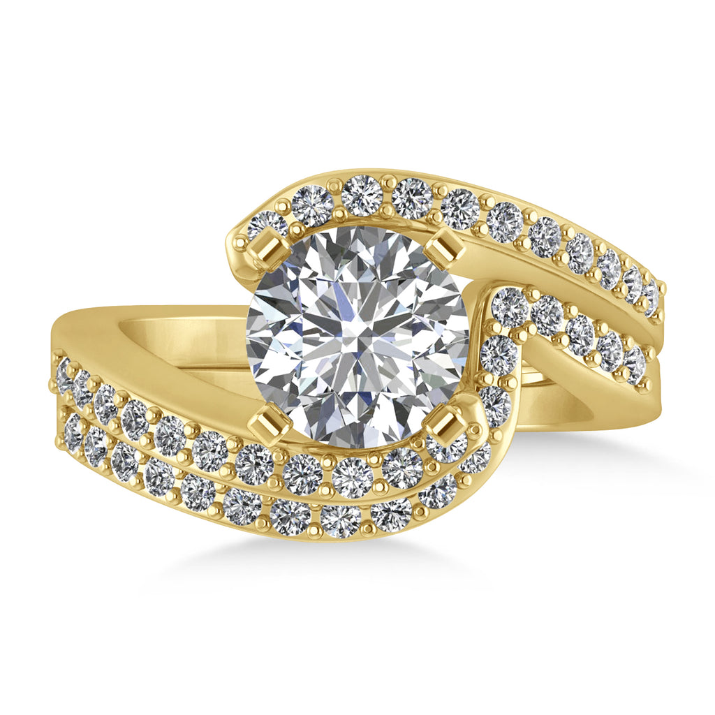 Diamond Accented Tension Set Bridal Set 14k Yellow Gold (0.35ct)