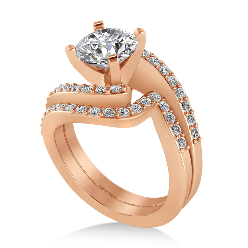 Diamond Accented Tension Set Bridal Set 18k Rose Gold (0.35ct)