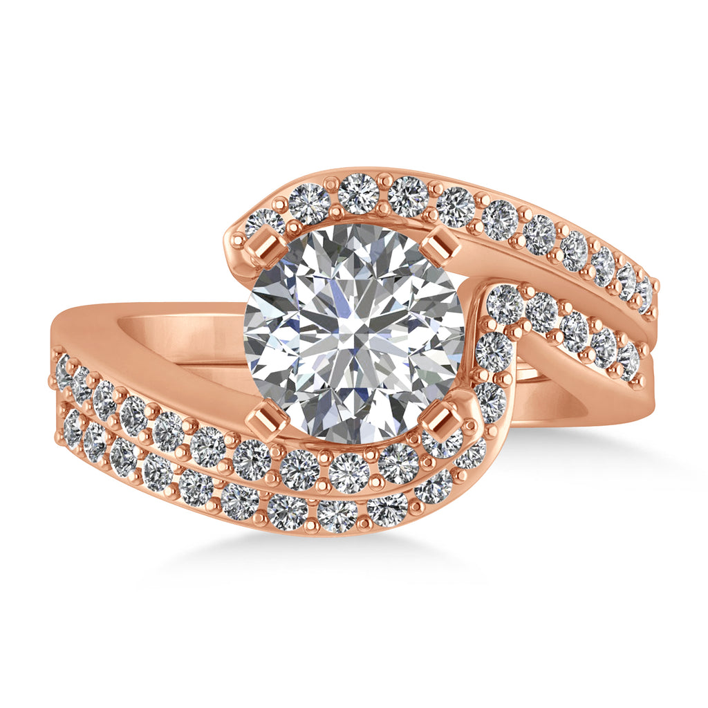 Diamond Accented Tension Set Bridal Set 18k Rose Gold (0.35ct)
