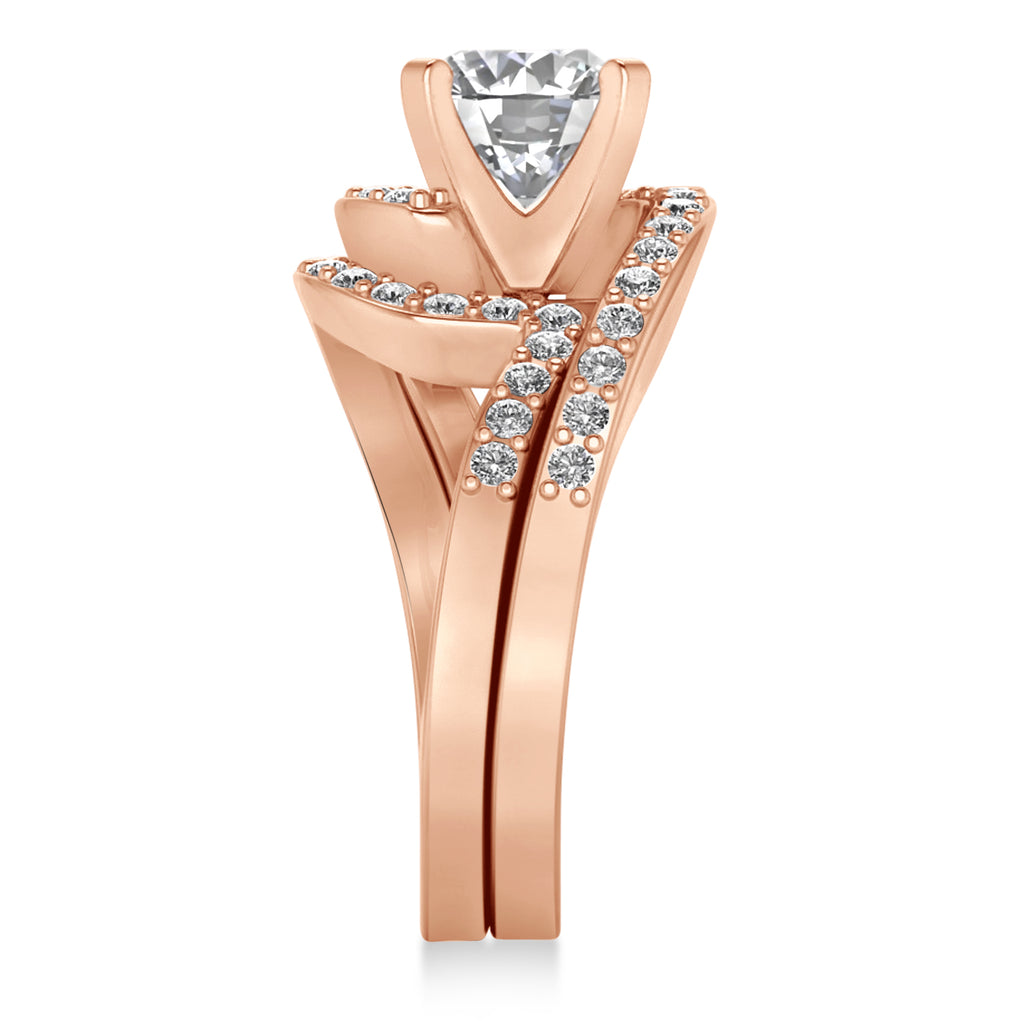 Diamond Accented Tension Set Bridal Set 18k Rose Gold (0.35ct)