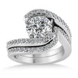 Lab Diamond Accented Tension Set Bridal Set 14k White Gold (0.35ct)